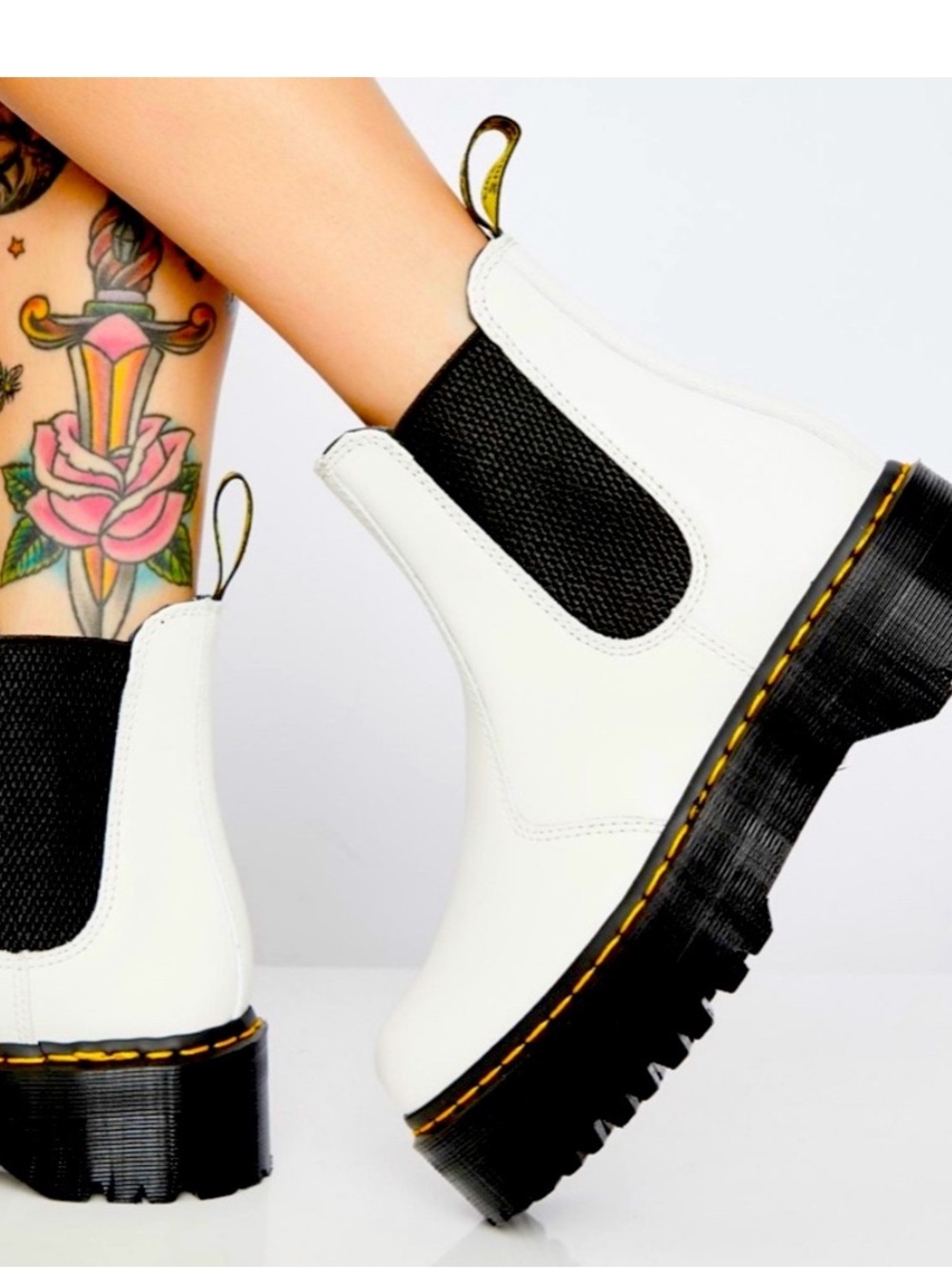 Dr. Martens White Chelsea Platform Boots 2976 Smooth Leather EU 41- wide fit